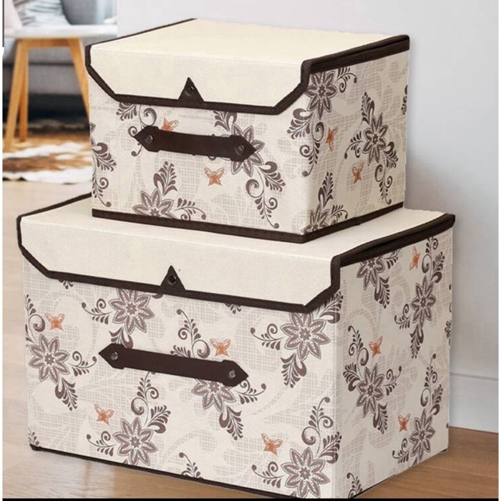 Floral Pattern Fabric Storage Box Set